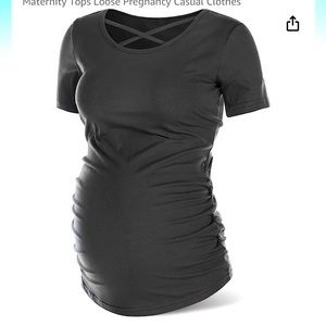 Black short sleeved maternity t-shirt